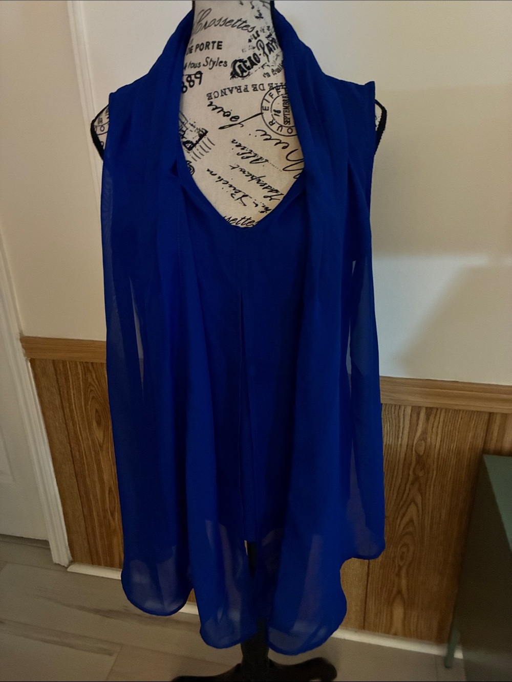 NY Collection Blue Women's Sheer Layered XL Top- good condition!